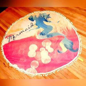 💲Mermaid Tasseled Round Beach Throw 59"